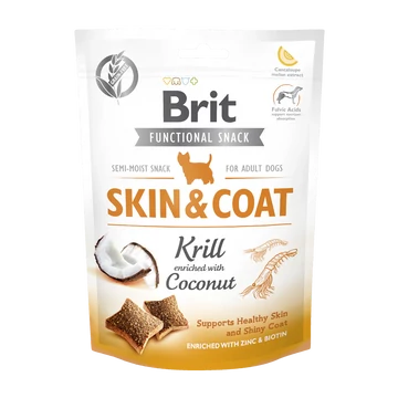 Brit Care Functional Snack Skin &amp; Coat planktonos-kókuszos jutalomfalat kutyáknak 150 g