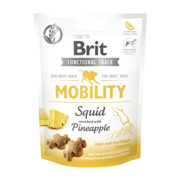 Brit Care Functional Snack Mobility tintahalas-ananászos jutalomfalat kutyáknak 150 g