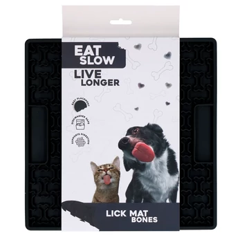 Eat Slow Live Longer Lick Mat Bones – habzsolásgátló nyalogatós tálca, szürke