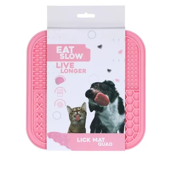 Eat Slow Live Longer Lick Mat Quad – habzsolásgátló nyalogatós tálca, rózsaszín