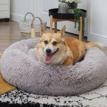 Zoon Ovális kifordítható szürke extrapuha szőrös kutyafekhely XL