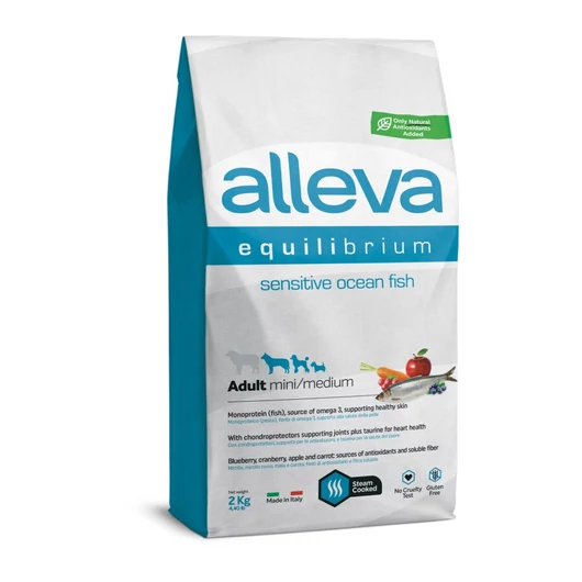 Alleva Equilibrium Gluténmentes Sensitive Felnőtt Mini/Medium Kutyatáp Tengeri Hallal