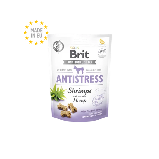 Brit Care Antistress Functional Monoproteines Félnedves Jutalomfalat Garnéla és Kender
