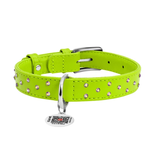 WauDog Glamour Strasszköves Bőr Nyakörv QR Kódos Bilétával