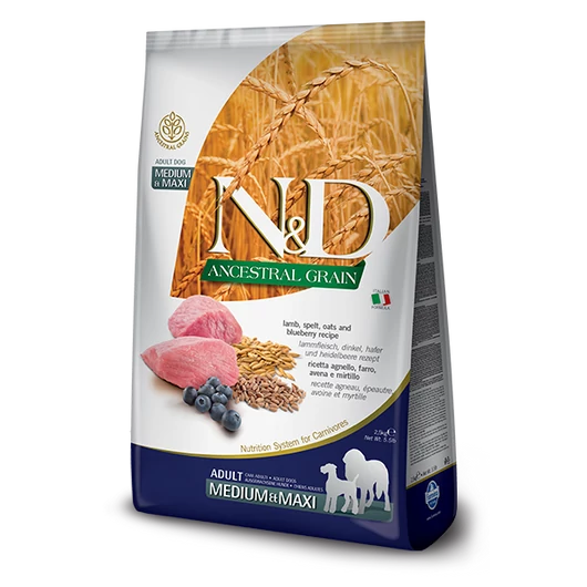 N&amp;D Dog Ancestral Grain Bárány, Tönköly, Zab&amp;Áfonya