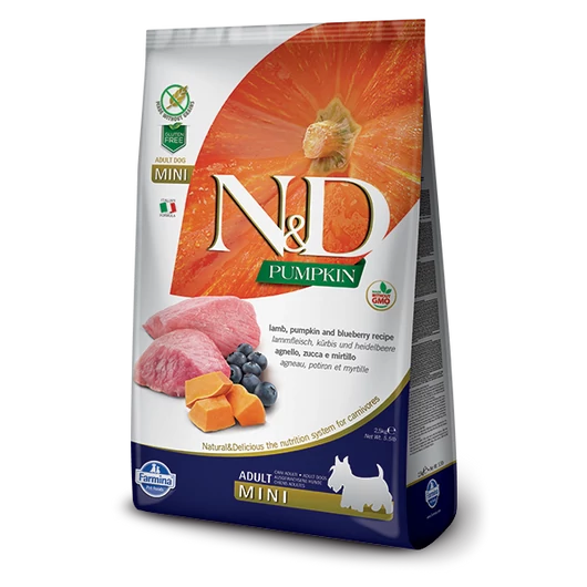 N&amp;D Grain free bárány és áfonya sütőtökkel gabonamentes Adult Mini kutyatáp