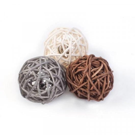 Zoon 3 db rattan golyó csörgővel macskajáték 15.5 cm