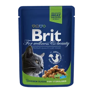 Brit Premium Cat Pouches Chicken slices for Sterilized 100g