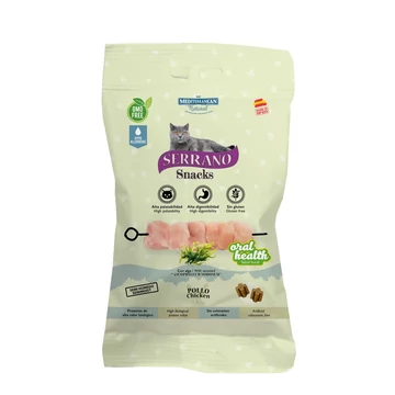 Mediterranean Serrano Oral Care jutalomfalat macskáknak - Szájhigiénia támogatásra csirkés 50g