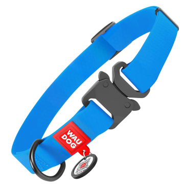 WAUDOG Waterproof vízálló QR kódos kutyanyakörv metál fastex csattal M Kék