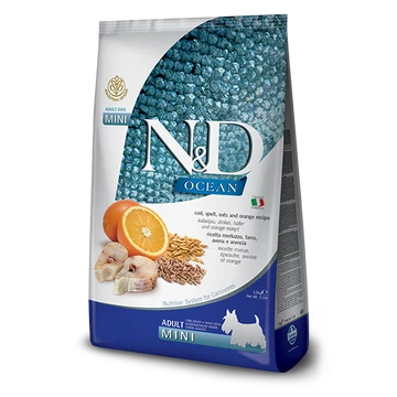 N&amp;D Dog Ocean tőkehal, tönköly, zab és narancs adult mini kutyatáp