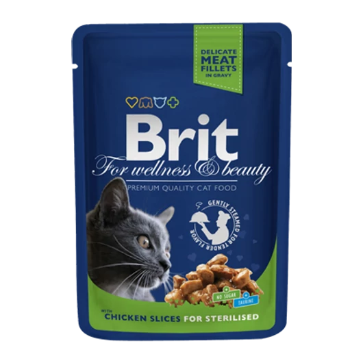 Brit Premium Cat Pouches Chicken slices for Sterilized