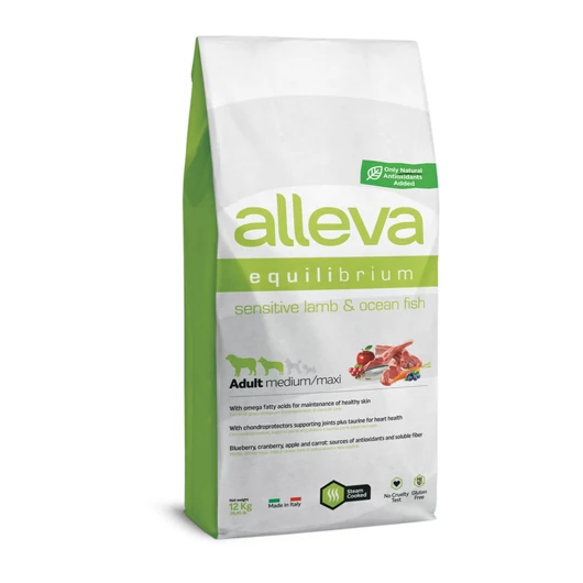 Alleva Equilibrium Gluténmentes Sensitive Felnőtt Mini/Medium Kutyatáp Bárány és Tengeri Hal