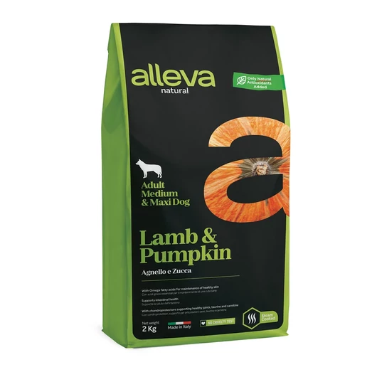 Alleva Natural Gluténmentes Felnőtt Medium/Maxi Kutyatáp Bárány És Sütőtök