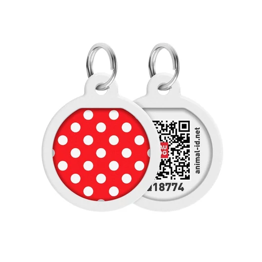 WAUDOG QR Tag Metál biléta &quot;Piros pöttyös&quot;
