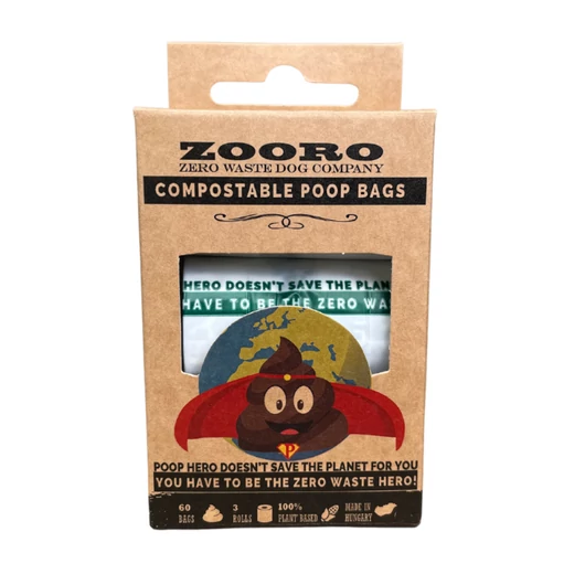 Zooro PoopHero lebomló és komposztálható kakizacskó